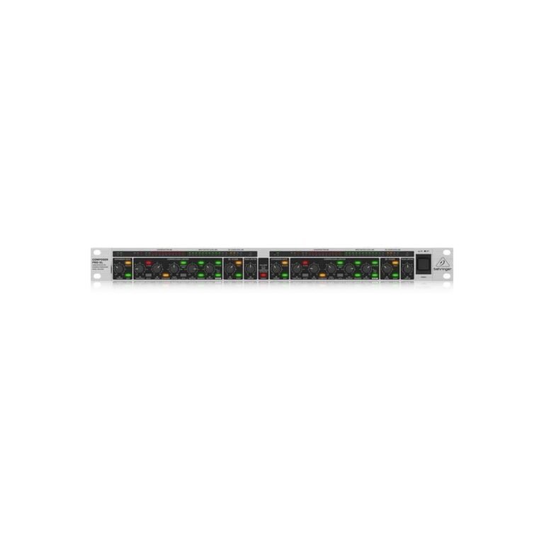 Silver Behringer Composer Pro-XL audio processor with knobs and lights