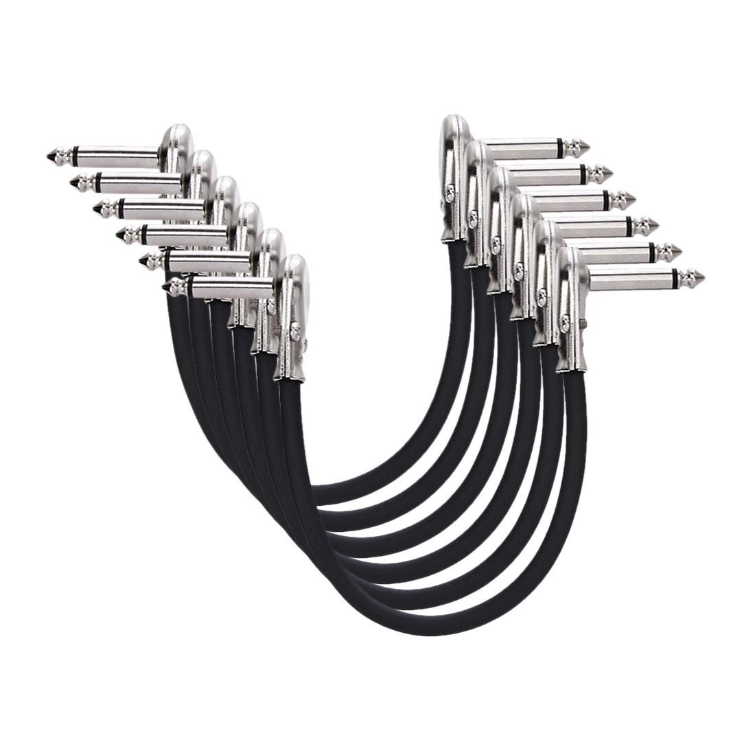 Set of black patch cables with silver connectors