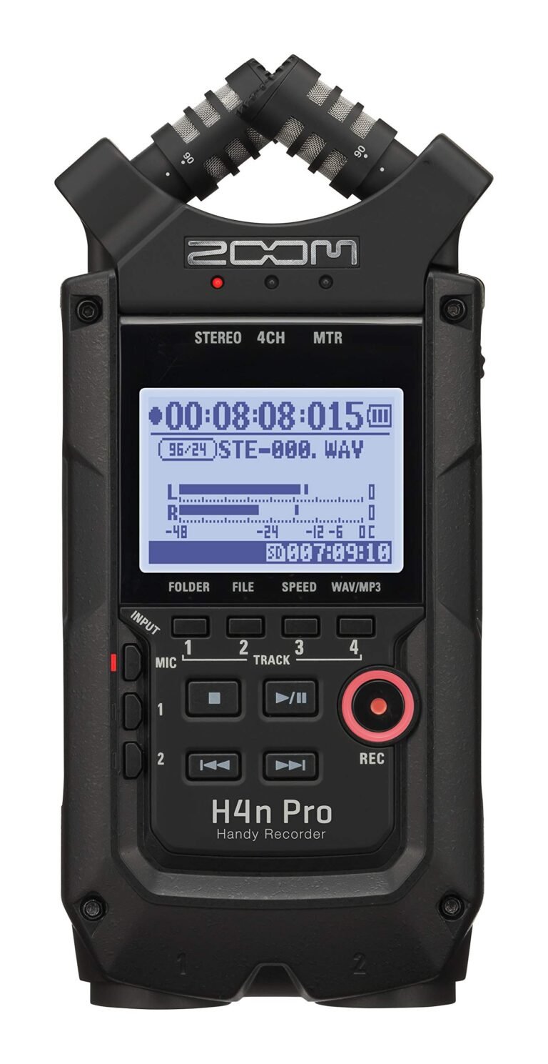 Zoom H4n Pro digital audio recorder with built-in stereo microphones and display