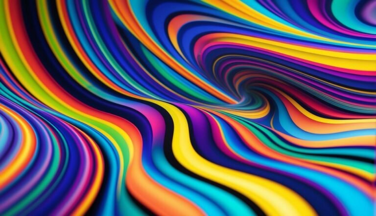 Abstract colorful tunnel with swirling, wavy lines of vibrant colors